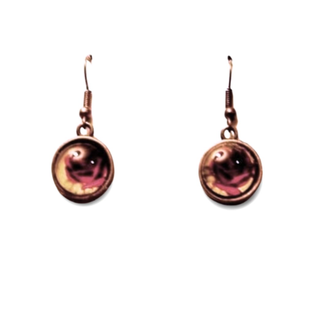 Red Roses Glass Dangle Earrings 15$